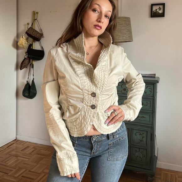 Y2k cream cropped jacket - Picture 3 of 8